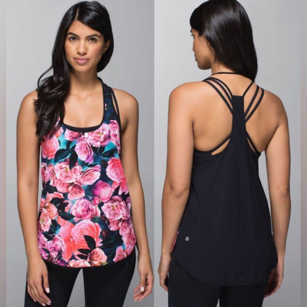 Lululemon Coastal Tank - Secret Garden / Black Size 8